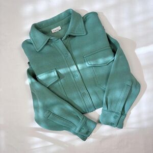 reflex | size m | sage green fleece button-down shacket